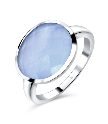 Blue Chalcedony Silver Rings NSR-2234